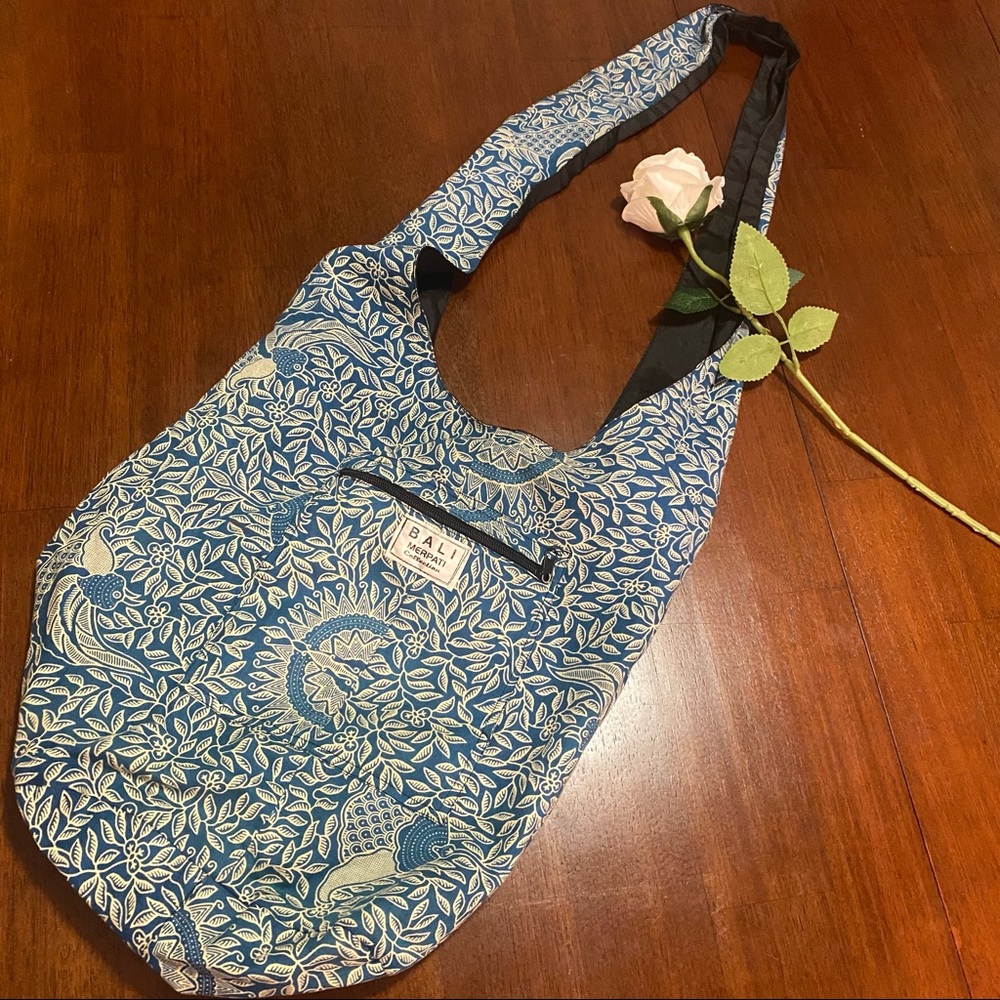 Bali Merpati collection blue floral shoulder/cross body bag